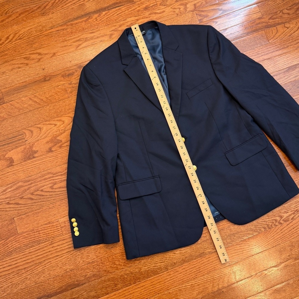 New Jos. A. Bank Executive Wool Blazer Mens 44S Navy Blue Gold Buttons Formal - Picture 7 of 16